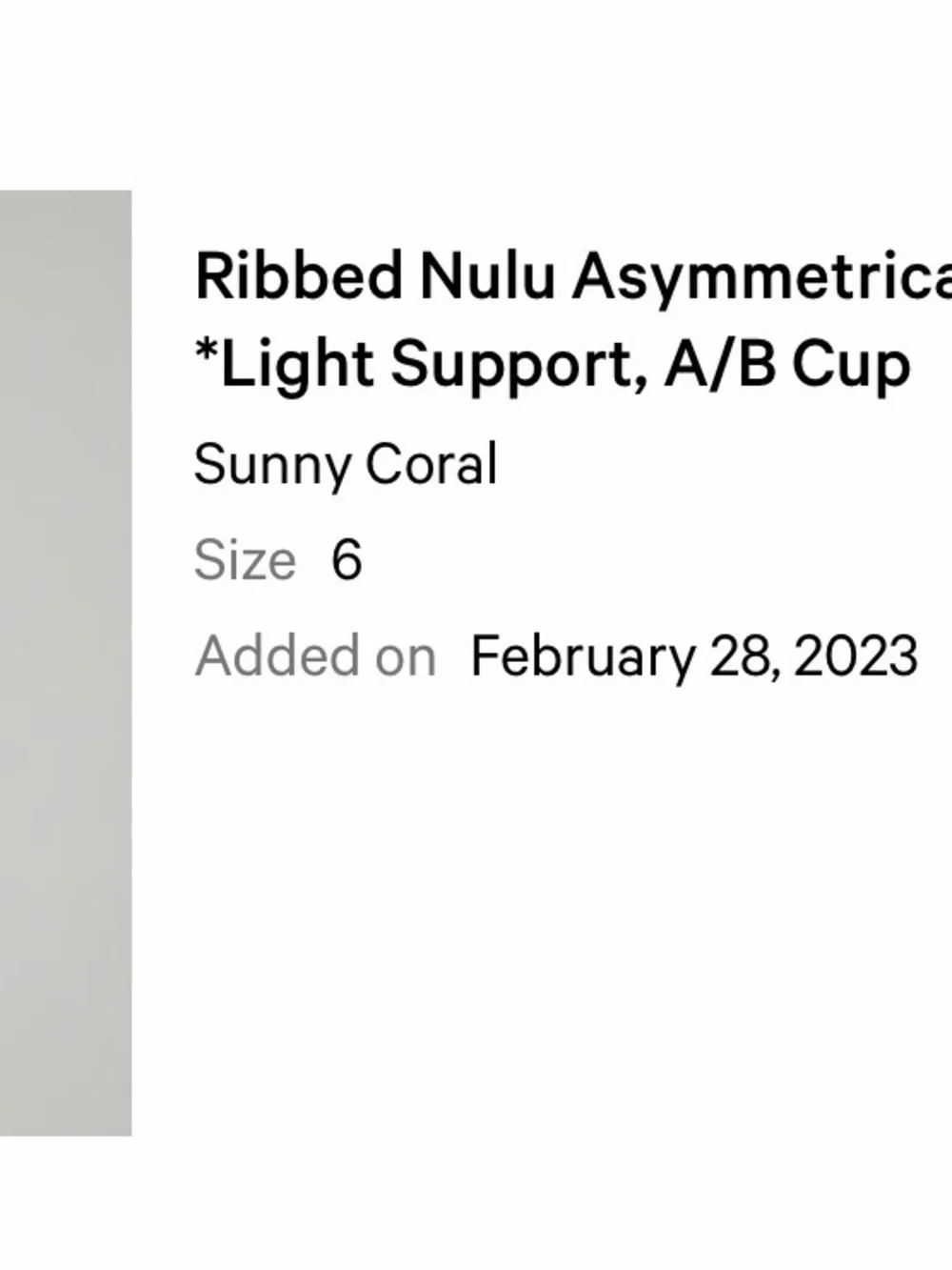 lululemon Ribbed Nulu Asymmetrical Yoga Bra *Light Support, A/B Cup